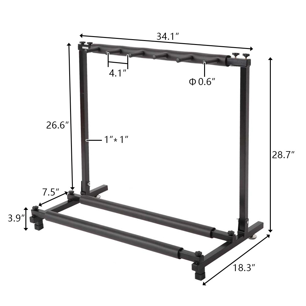 Triple Folding Multiple Guitar Holder Rack Stand Black