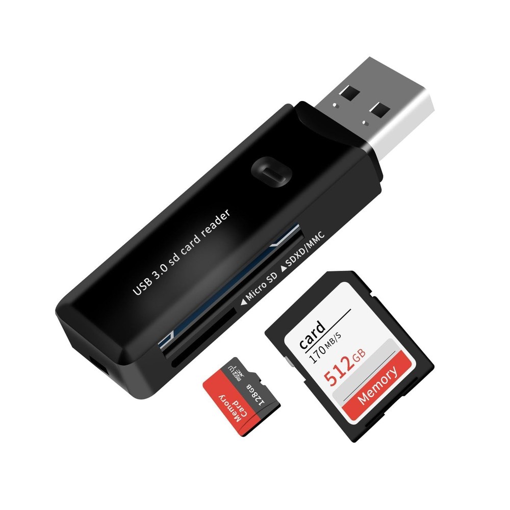 USB 3.0 SD/TF Card Reader - High-Speed Multi Memory Black