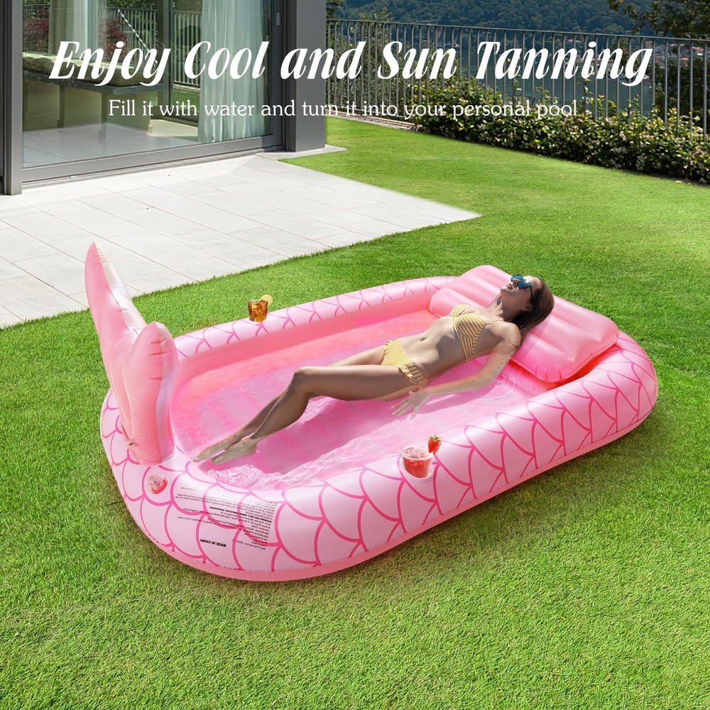 Inflatable Tanning Pool Float 72.8" x 49.2" Summer Beach Raft