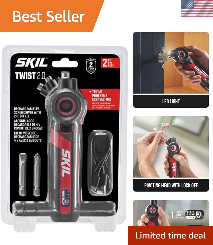 Ergonomic 4V Cordless Screwdriver with Torque Settings & USB-C Charging