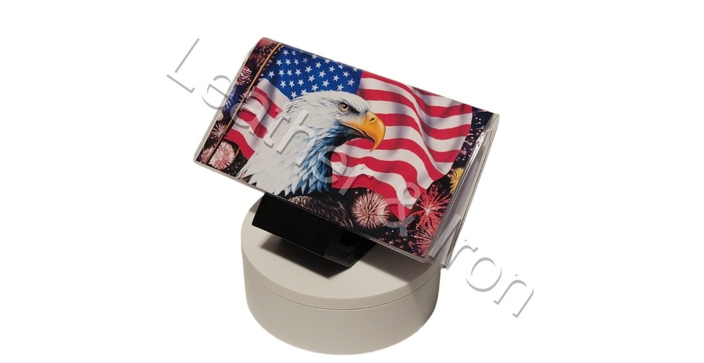American Flag Bald Eagle Profile Design Vinyl Checkbook Cover