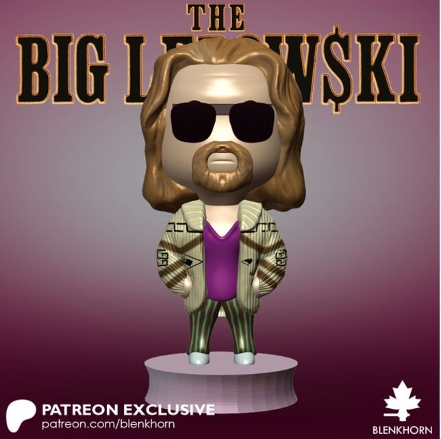 UNPAINTED Big Lebowski Dude Chibi 3D Printed Mini Figure BH