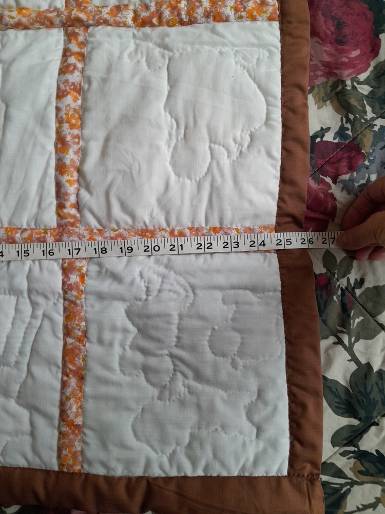 Vintage Handmade Embroidered Patchwork Crib Cot Pram Cover