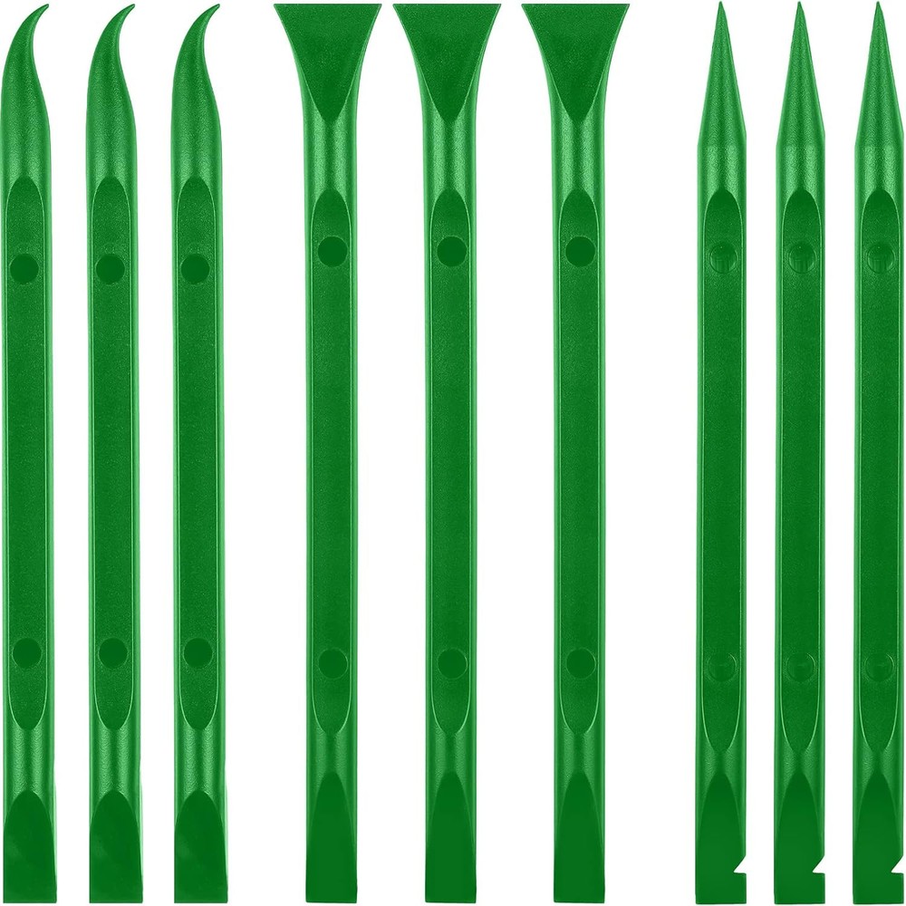 9 Pieces Plastic Scraper Tool Scratch Free Crevice Cleaning Sticker Green