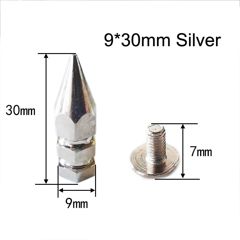Metal Punk Studs Cone Spikes Spots Rivets for Leather Jacket Belt Crafts DIY