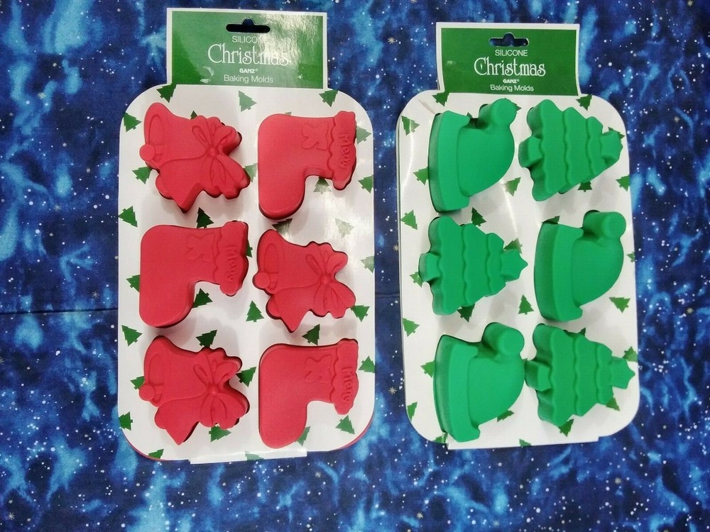 Silicone Christmas Baking Molds By Ganz 2Pk New