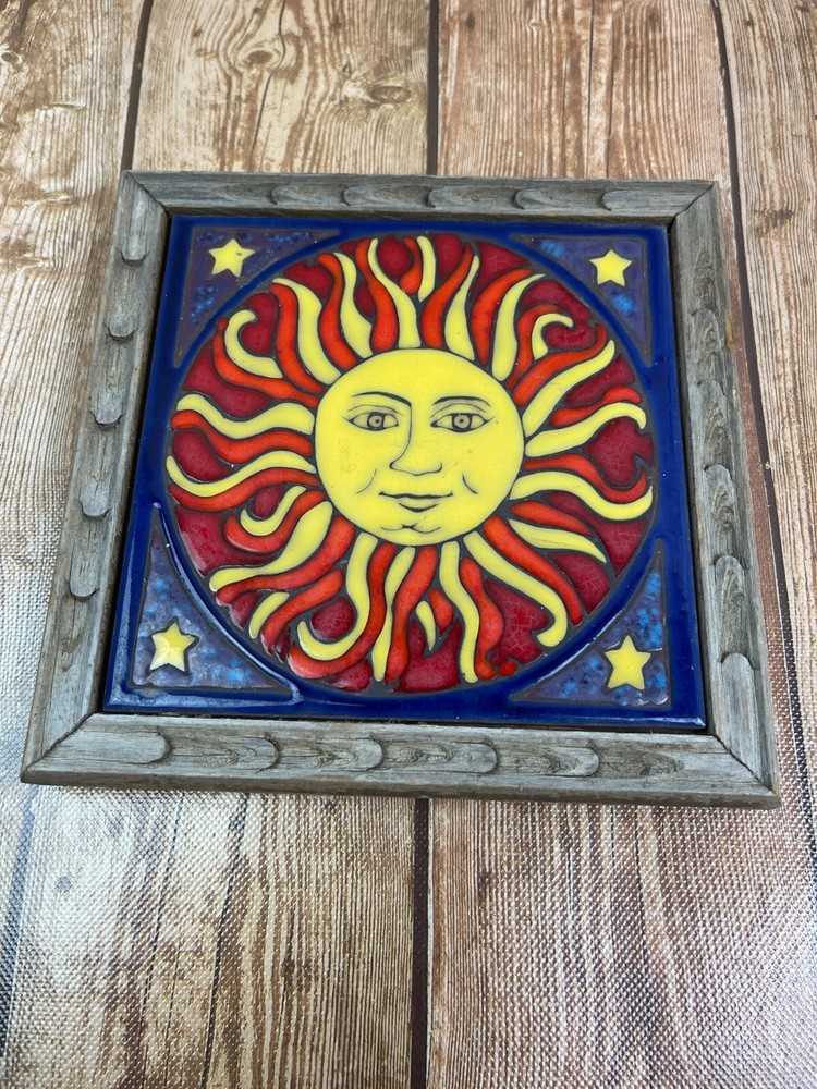 Sun Ceramic Tile Hot Plate Wall Decor Kitchen Tile Handpainted Triton Tile USA