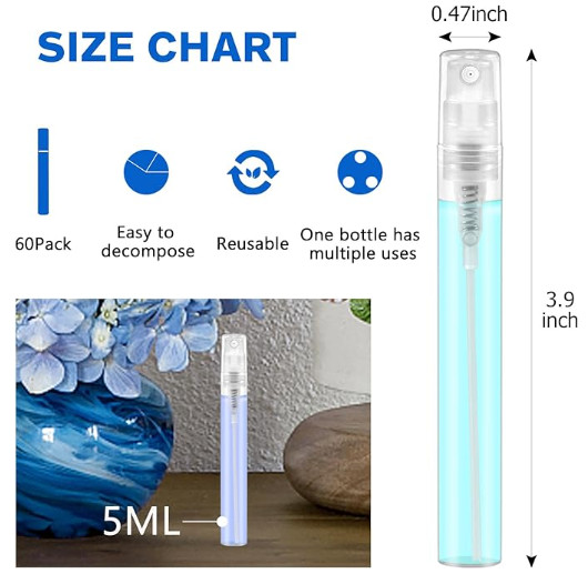 Spray Bottles 5ML Clear Plastic (set of 50)