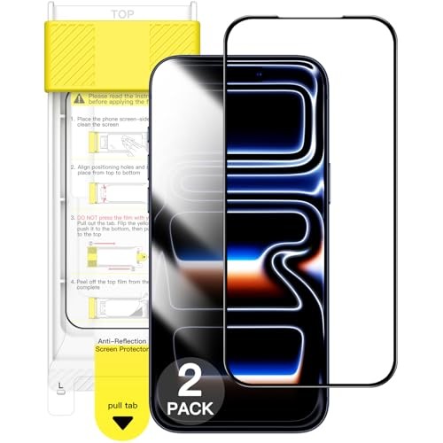 Full Coverage Screen Protector for AR Anti Reflection, Black iPhone 17 Pro