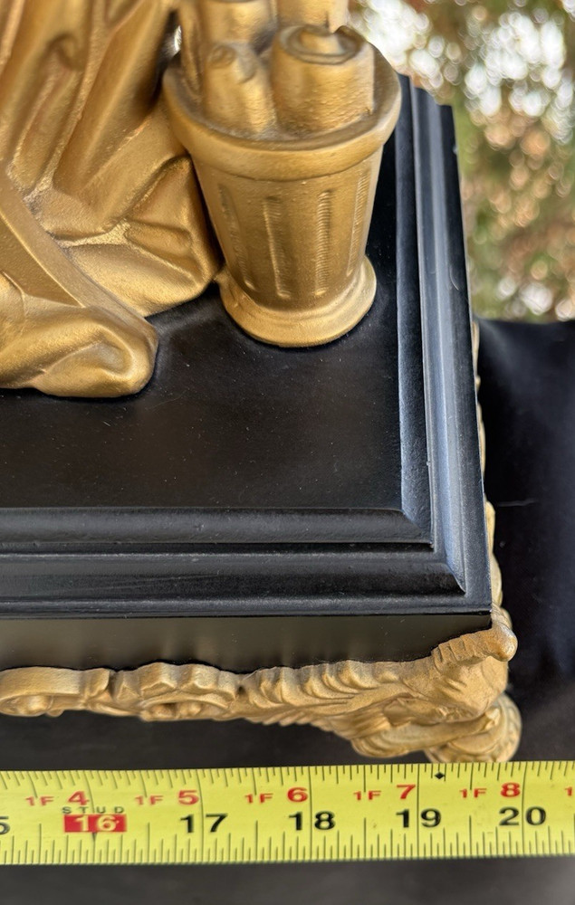 Antique C 1895 New Haven PHILOSOPHER Figural Statue Mantle Clock - SEE VIDEO