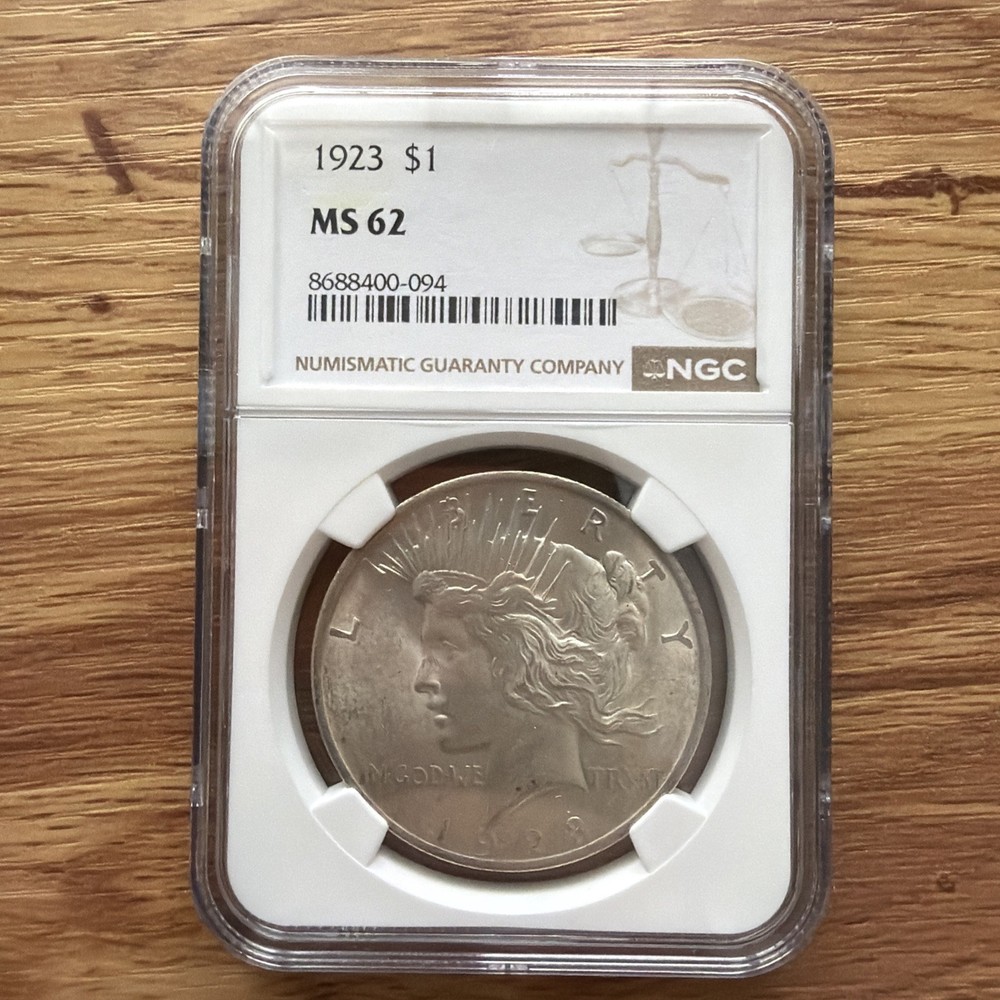 1923 PEACE SILVER DOLLAR NGC MS 62