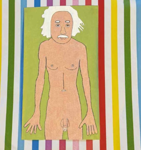 Albert Einstein - ( NAKED / NUDE ) Comedy Art Drawing