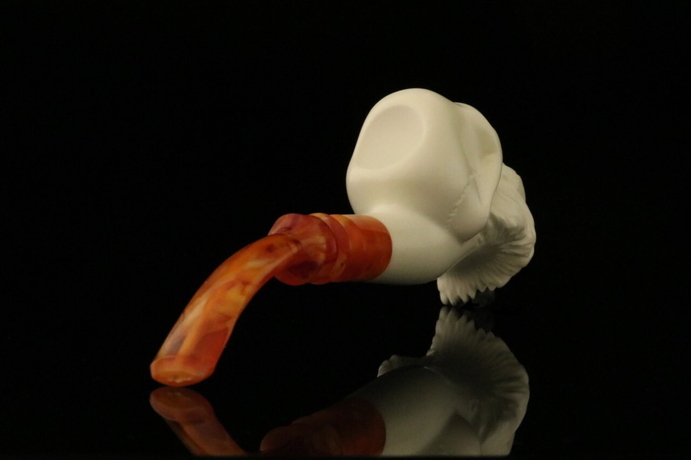 Skull with Beard Block Meerschaum Pipe with fitted case M1620