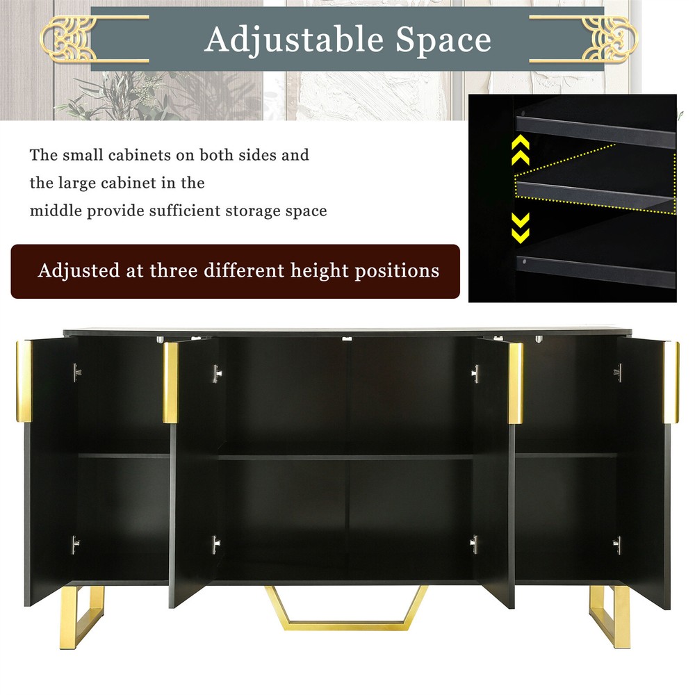 Kitchen Storage Cabinet Sideboard Buffet Cupboard Accent Cabinet with 4 Doors