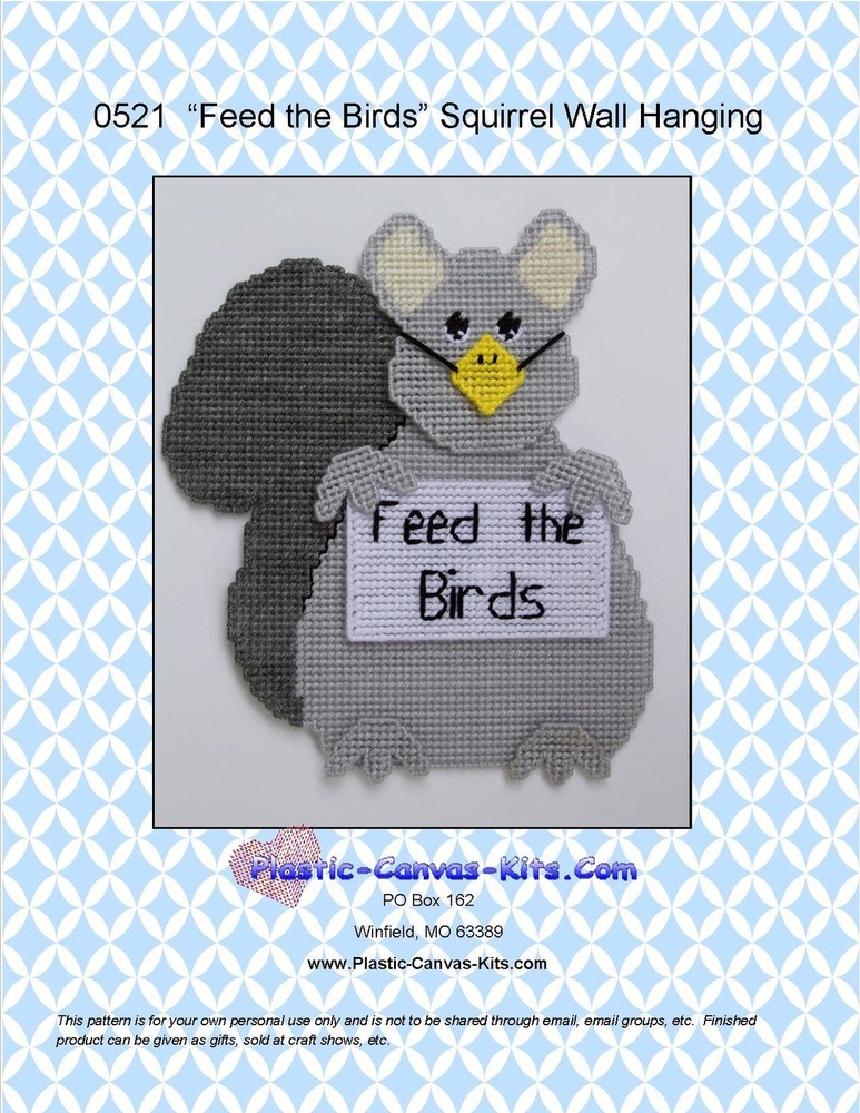 Feed the Birds-Squirrel Wall Hanging-Plastic Canvas Pattern or Kit