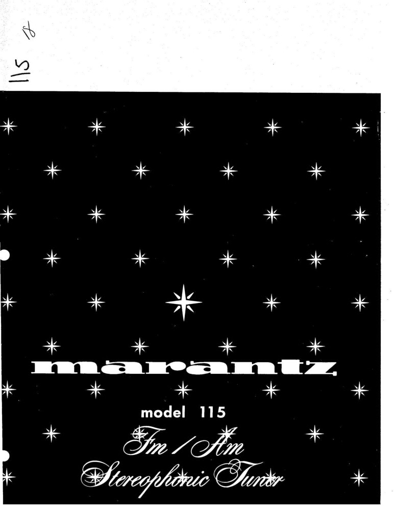 Marantz 115 Tuner Owners Manual