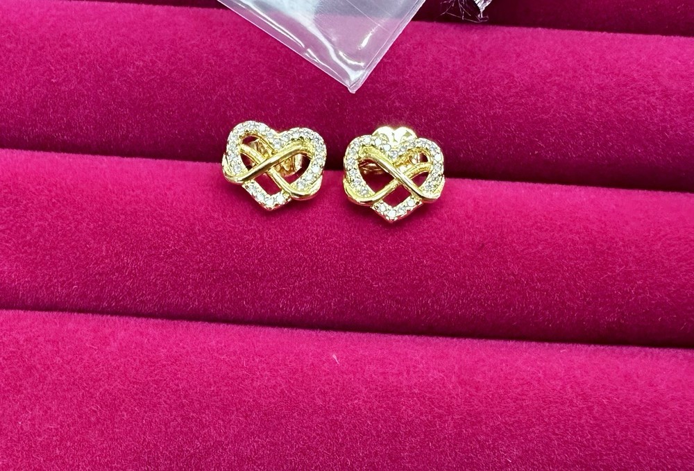 Pandora Sparkling Infinity Heart Stud Earrings New