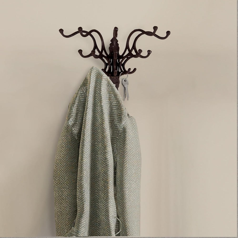 Farmhouse-Style Cast Iron Wall Hook Rack - Durable & Versatile Storage Solution