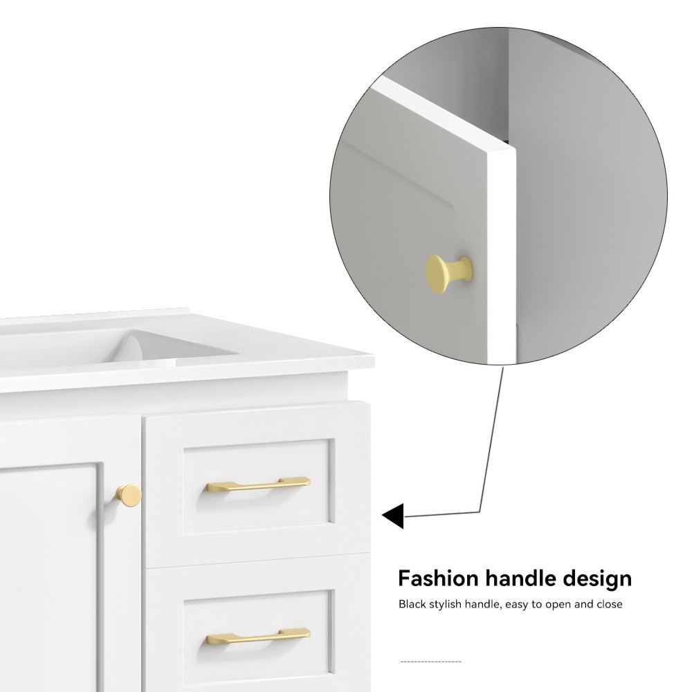 30" White Bathroom Vanity w/ Soft Close Doors & 3 Drawers