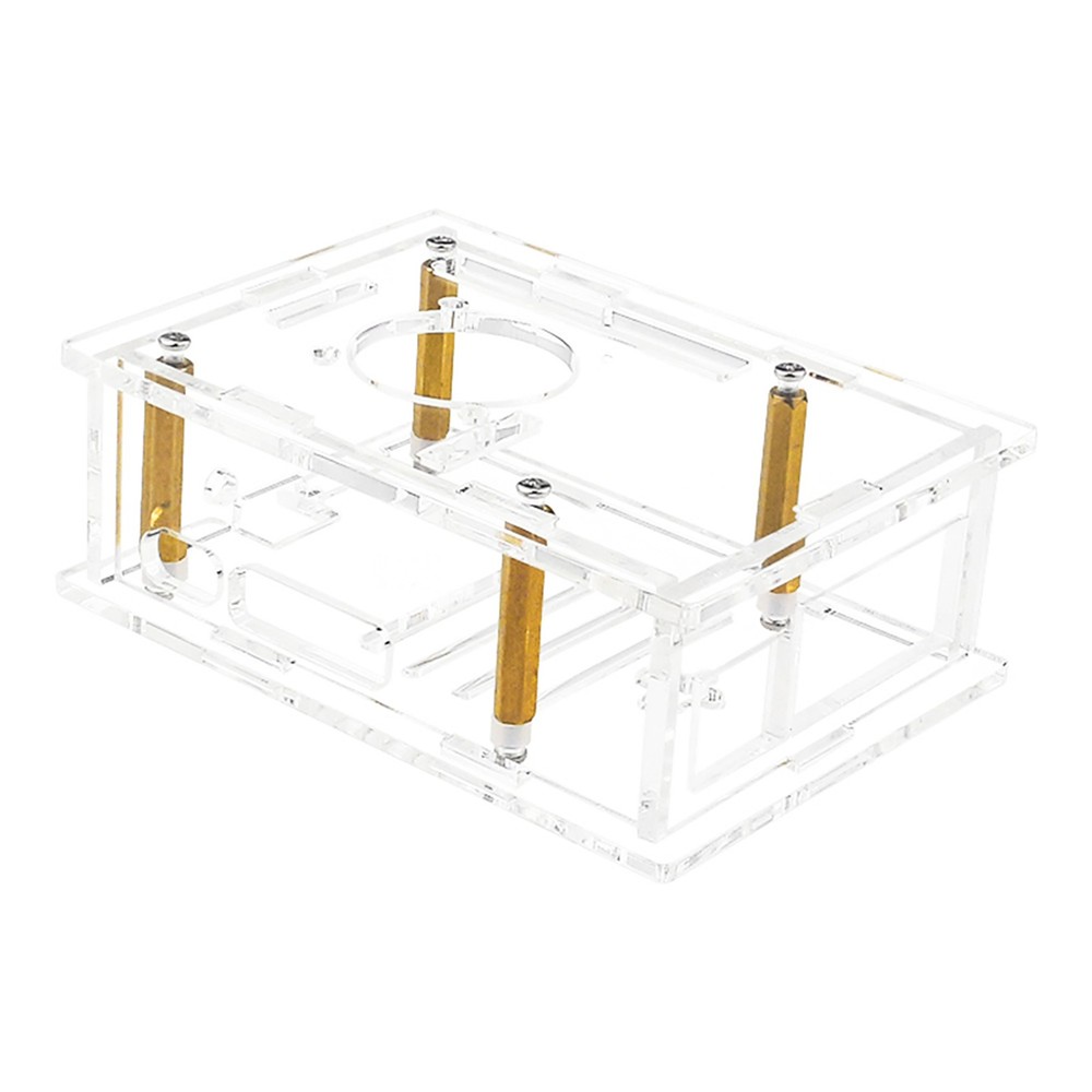 Easy Install Acrylic Clear Protective Case Box W/ Cooling Fan for Raspberry Pi 5
