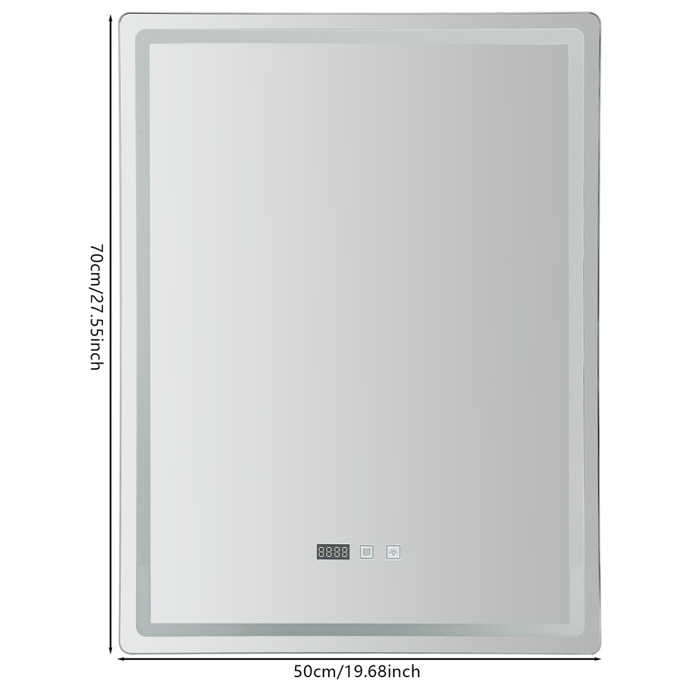 LED-Bathroom-Mirror Rectangular Dimmable Anti-Fog Mirror w/ Light Wall Mounted