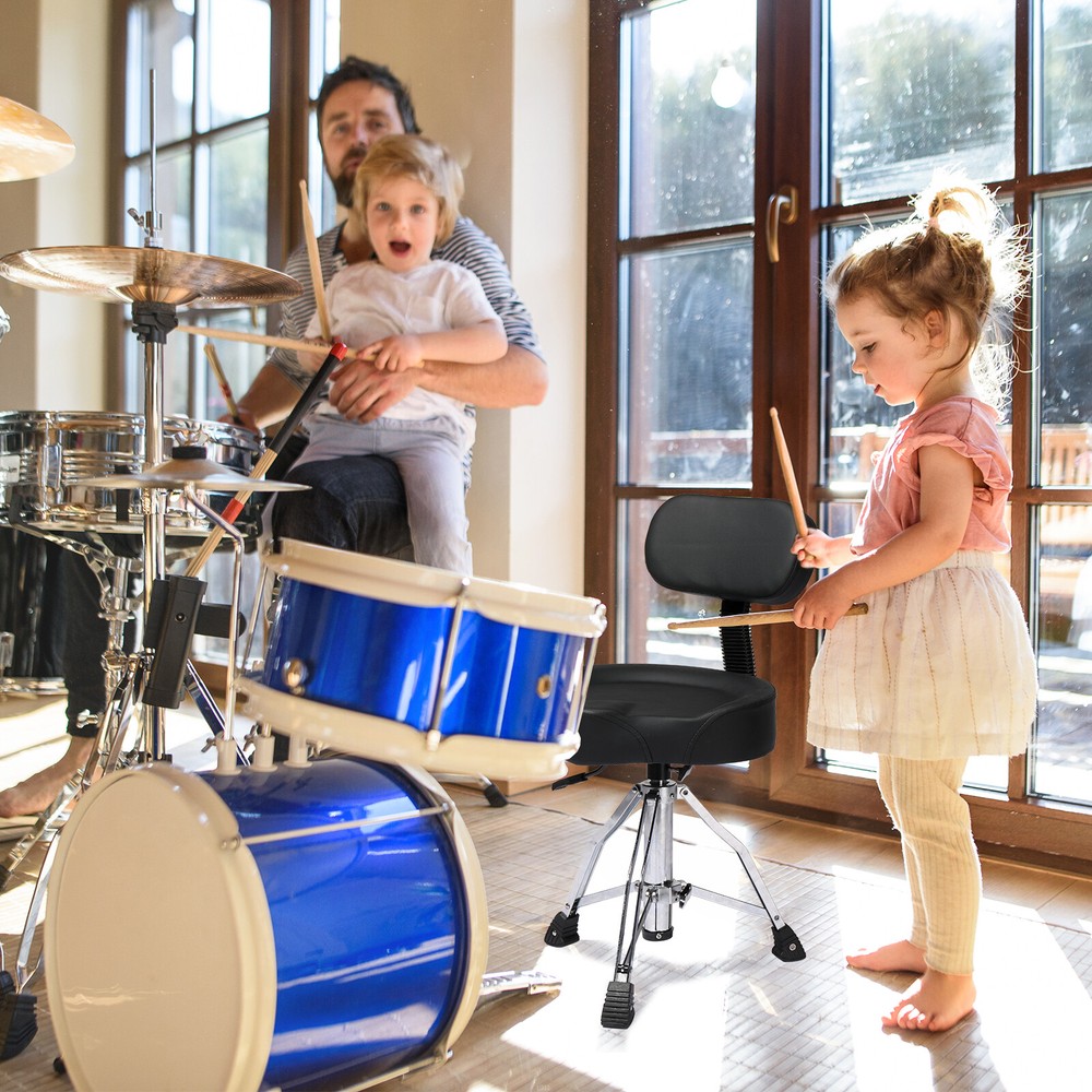 Drum Throne with Backrest, Hydraulic Drum Stool Adjustable Height