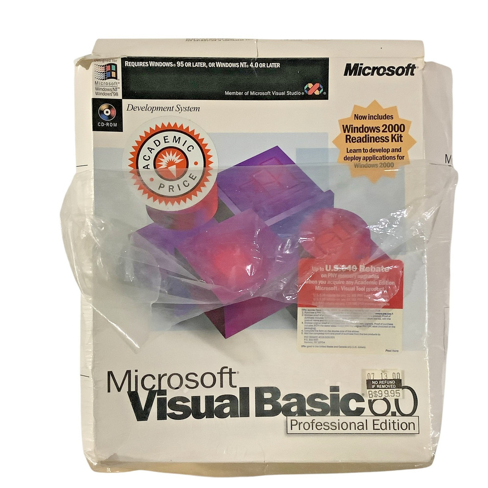 Microsoft Visual Basic 6.0 Professional Pro 6 in retail box w/license document