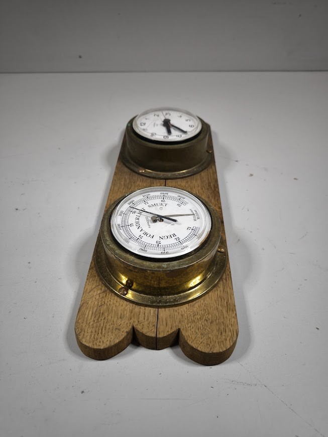 Vintage Wall Clock & Barometer Set - Working