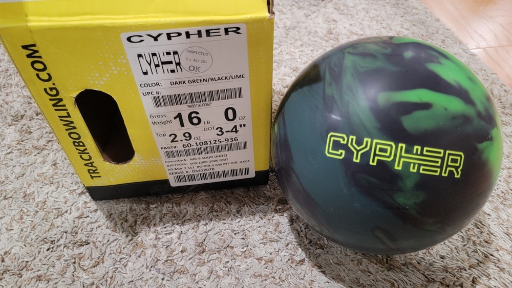 Track Cypher Solid Bowling Ball 1st Quality | 16 Pounds | 3-4" Pin | 2.9oz TW