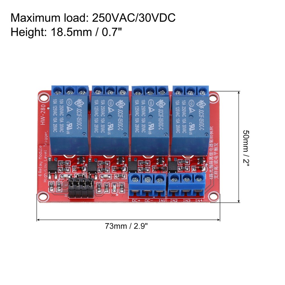 DC 5V 4 Channel Relay Module High or Low Level Trigger for Electronics