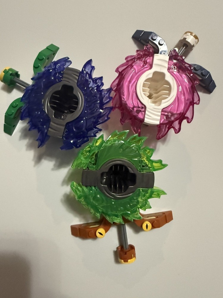 3 newly assembled NINJAGO Spinjitzu Battle Spinners