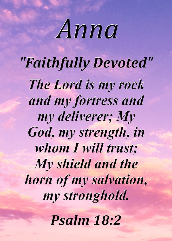 Anna "Faithfully Devoted" Keepsake Name Meaning Card with Bible Verse