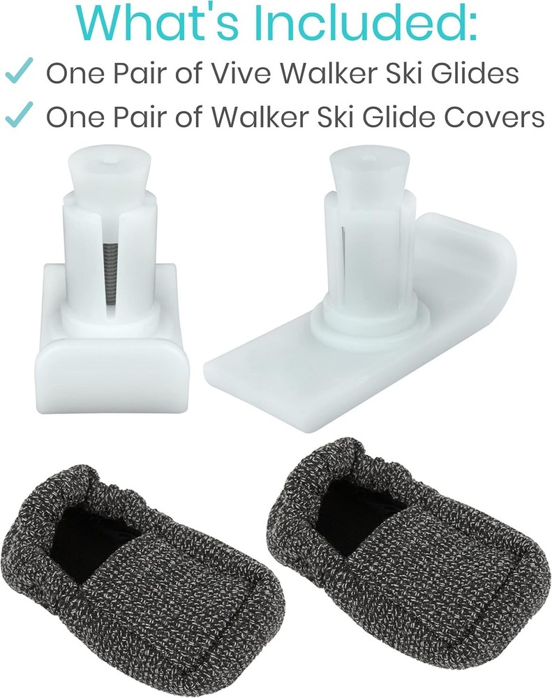 4 Pcs Removable Padded Replacement Ski Glide Covers for Folding Walkers
