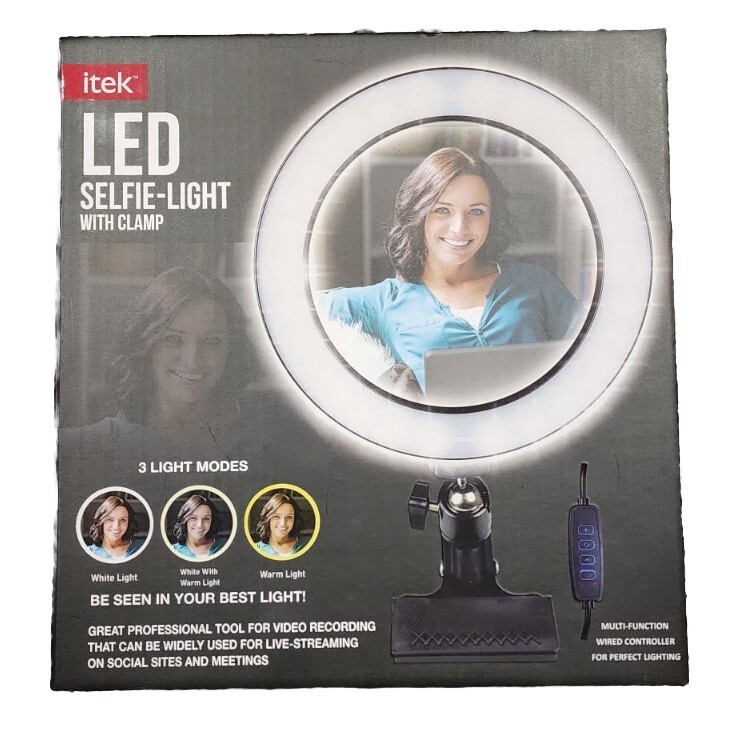 Itek 8" LED Clamp-On Selfie Ring Light with 3 Light Modes – Adjustable Lighting
