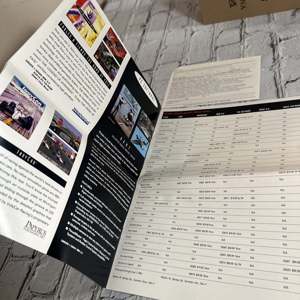 Vintage Virgin 1994 Releases Computer Games Software Brochure Order Form