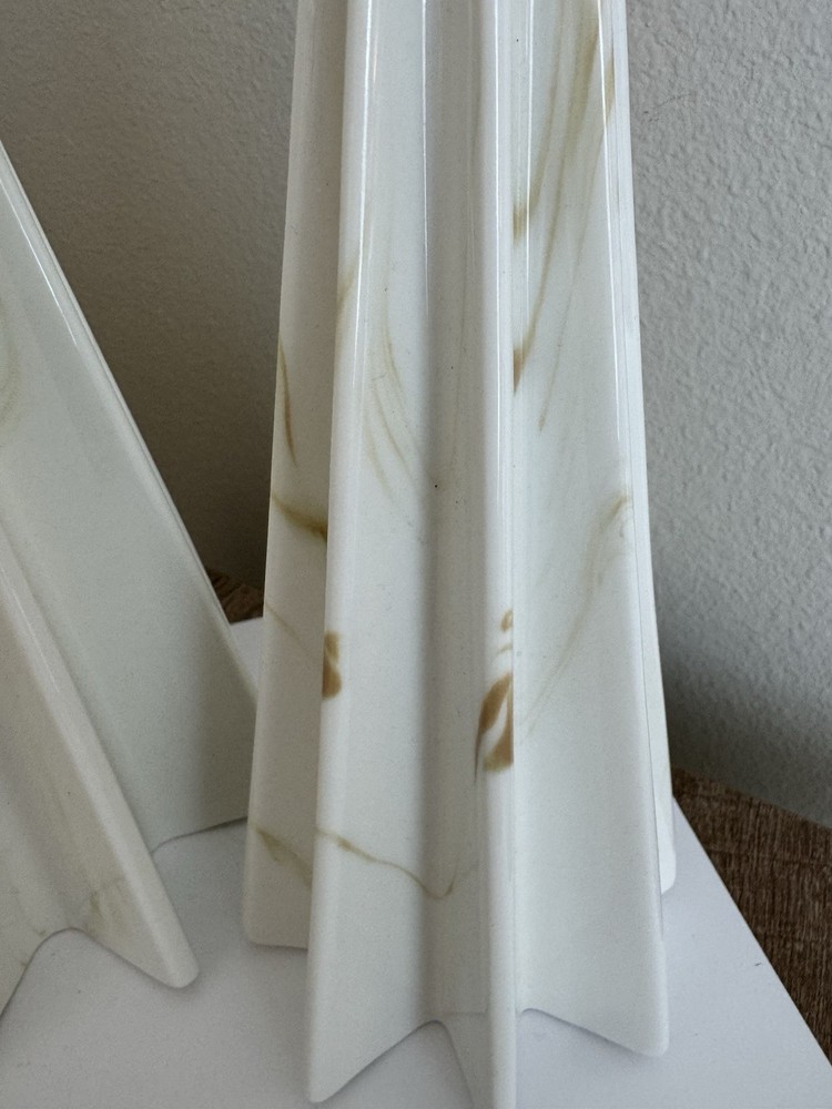 Threshold White Marbled Ceramic Tabletop Christmas Trees Set Of 2