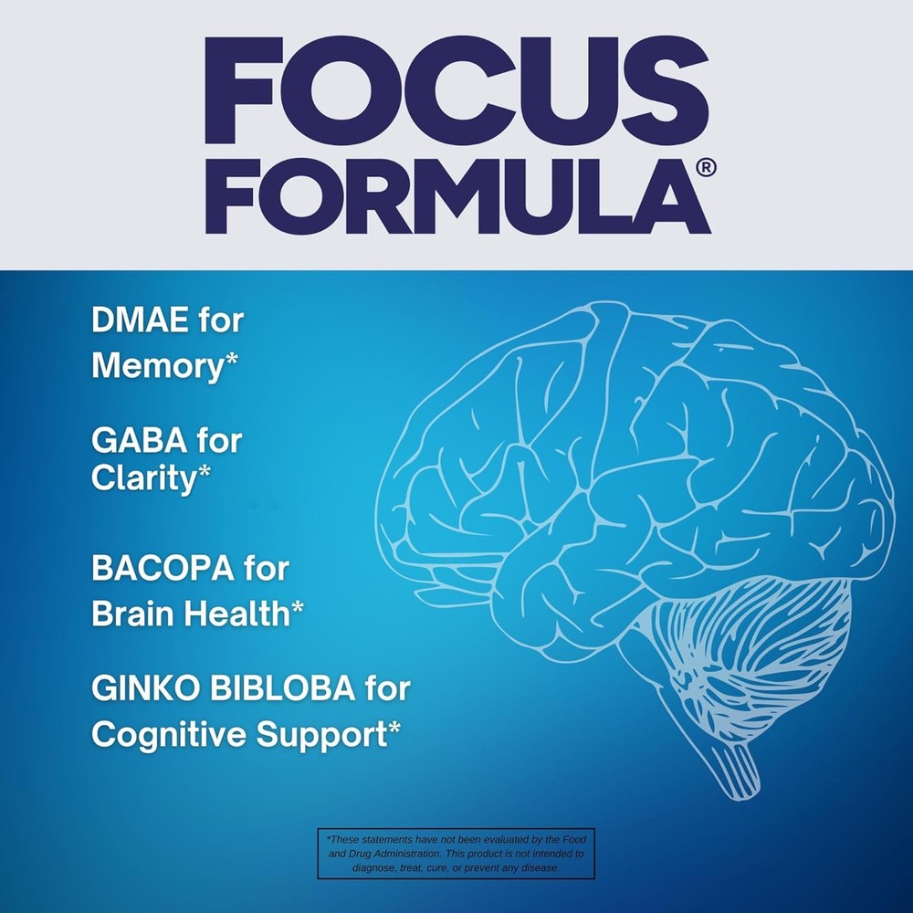Focus Formula Nootropic Brain Supplement, Focus Capsules for Concentration, Supp