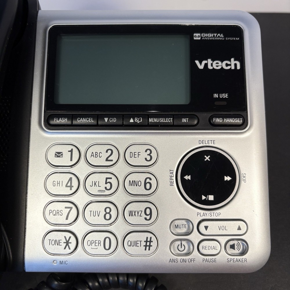 V Tech CS6649 Dect 6.0 Corded Phone Black W/Answering System