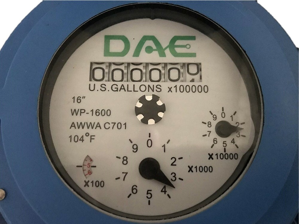 DAE WP-1600P 16" Woltmann Helix Water Meter, Pulse Output, Gallon