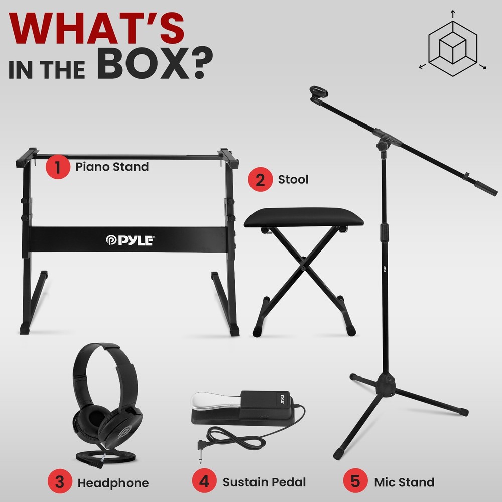 Pyle Heavy-Duty Keyboard Accessories - Includes Z Shape Keyboard Stand (Black)