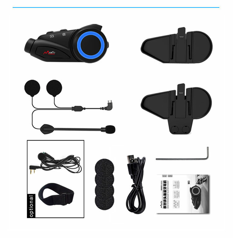 Bluetooth Motorcycle Intercom Headset Communication Camera Helmet Kit 6 Rider