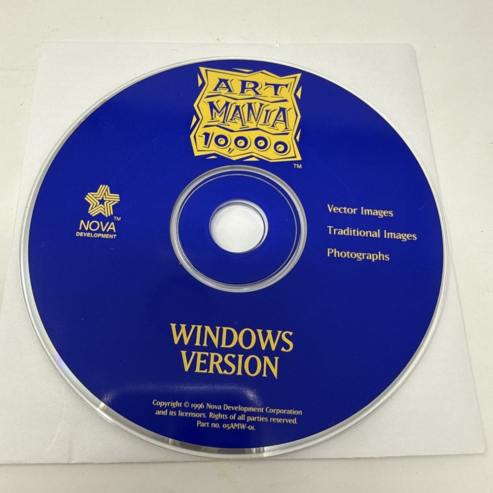 Art Mania 10000 High Quality Clip CD-ROM Windows Software 1996 Nova Development