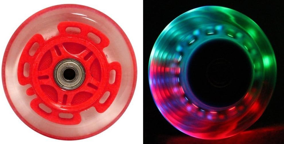 Vibrant Red L.E.D. Scooter Wheels 100mm with Fast ABEC 9 Bearings - 2-Pack