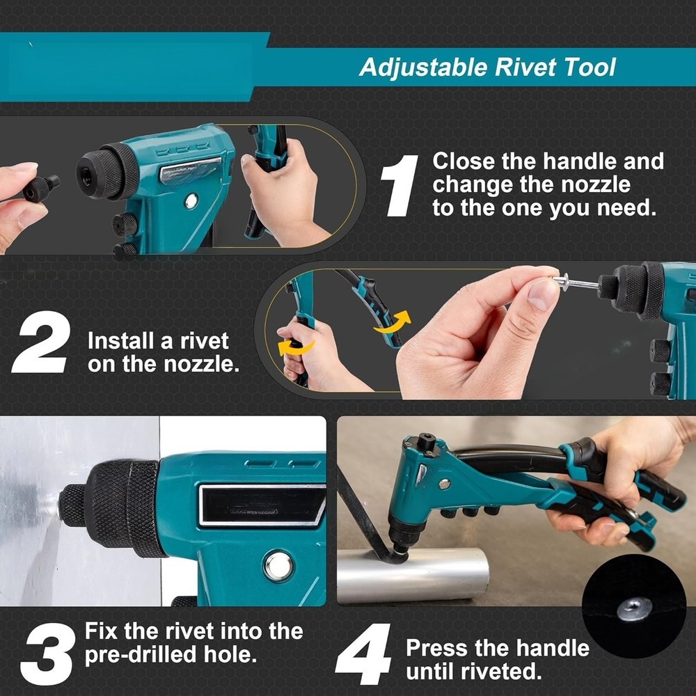 Heavy-Duty Rivet Gun Set, Professional Manual Riveting Tool