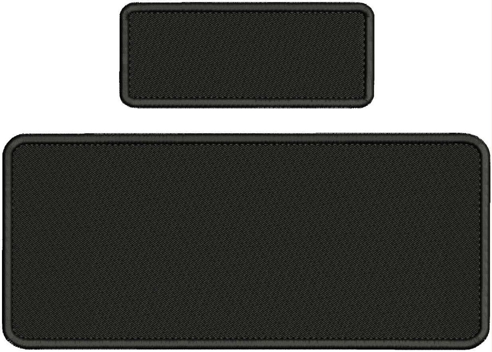 CUSTOM  EMBROIDERY PATCH 4X10 AND 2X5 HOOK ON BACK  all blk