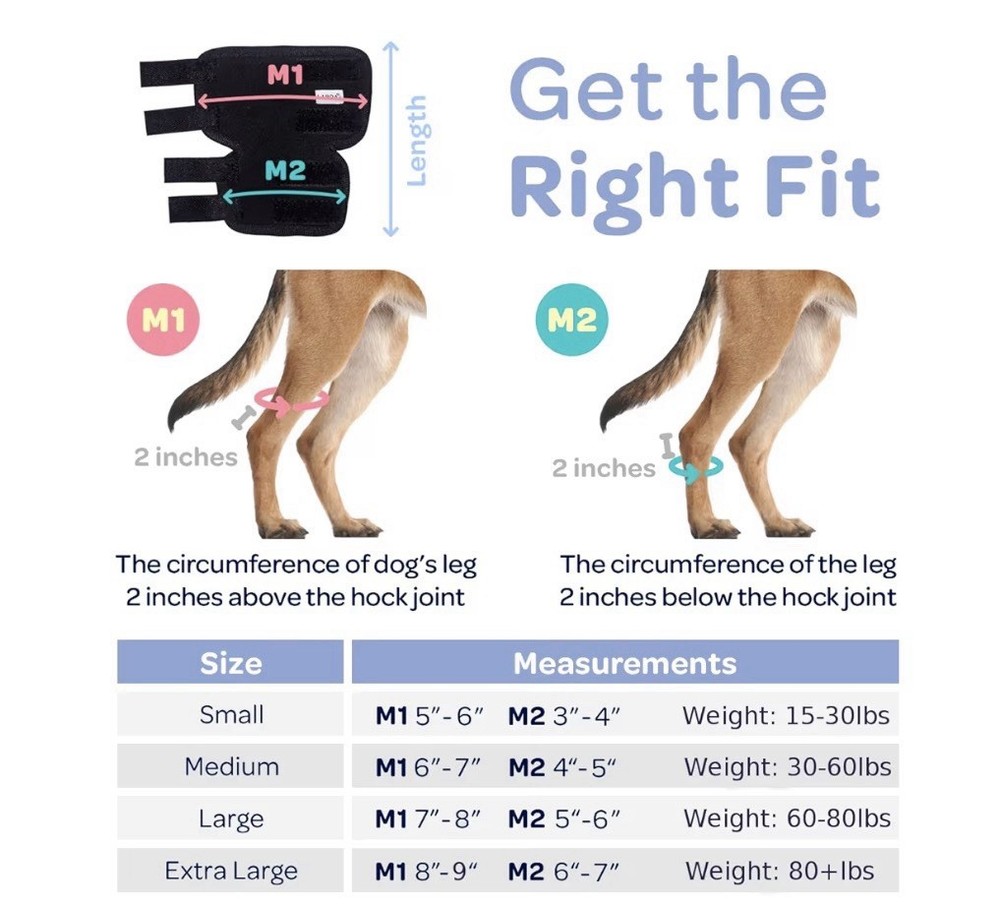 Dog Rear Leg Hock Joint Compression Wrap, Large, Weak Back Legs, ACL