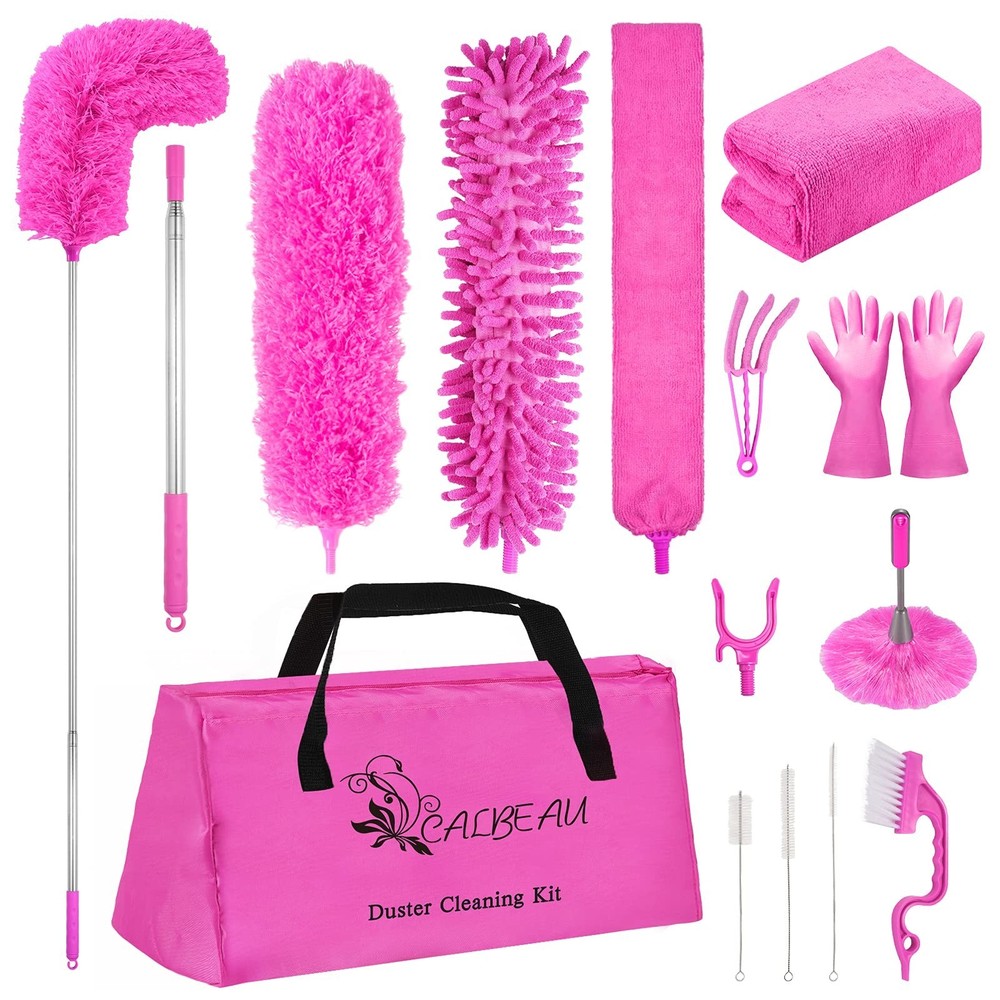 Microfiber Dusters for Cleaning, Feather Dusters with Extension Pole, Bendabl...