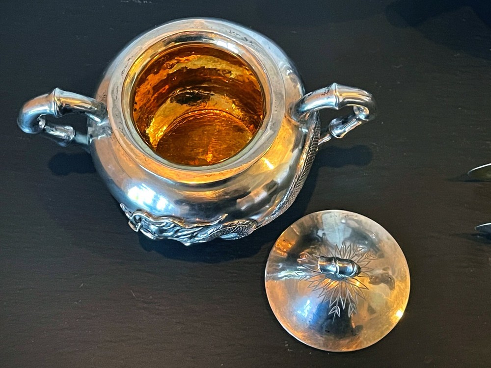 Chinese Export Silver Tea Set with Original Box Zee Wo