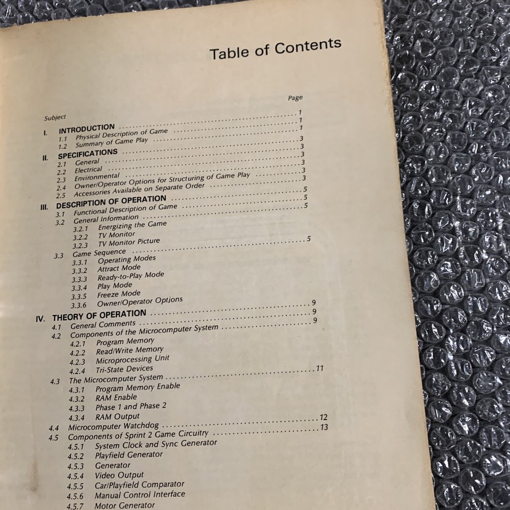 Missing Front Cover Original Atari Sprint 2 arcade video game manual