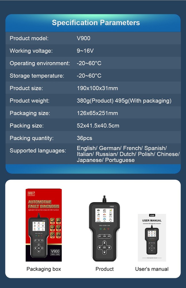OBD2 Scanner Car Transmission Battery Deep Diagnostic Tool Code Reader Mode 6/8